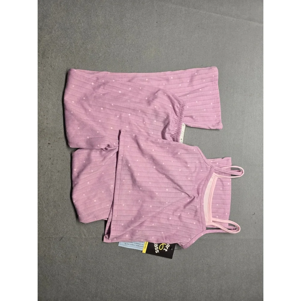 Art Class Girls Purple Polka Dot Ribbed 2-Piece Pajama Set Camisole Pants M 8